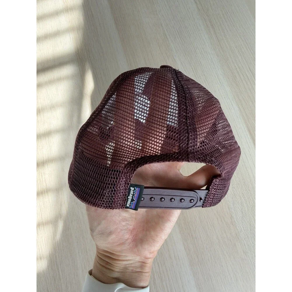 Patagonia Trucker Hat Burgundy/White Mesh Back Adjustable One Size Logo